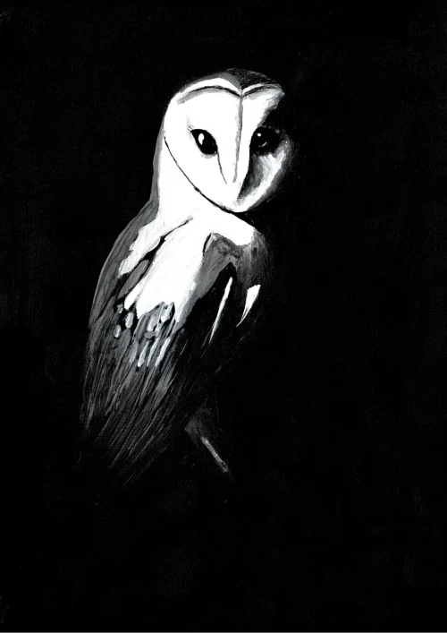 Night Shift – Original Acrylic Painting · Barn Owl