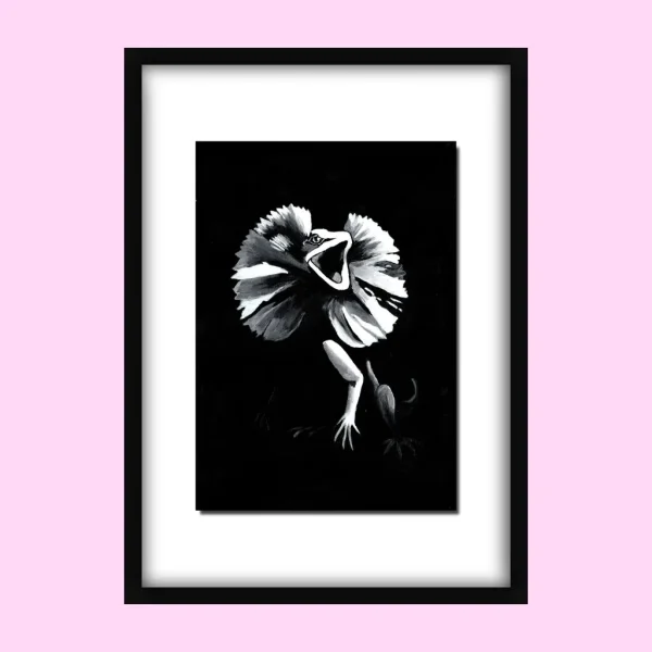 All Talker – Original Acrylic Painting (Frilled-Neck Lizard)