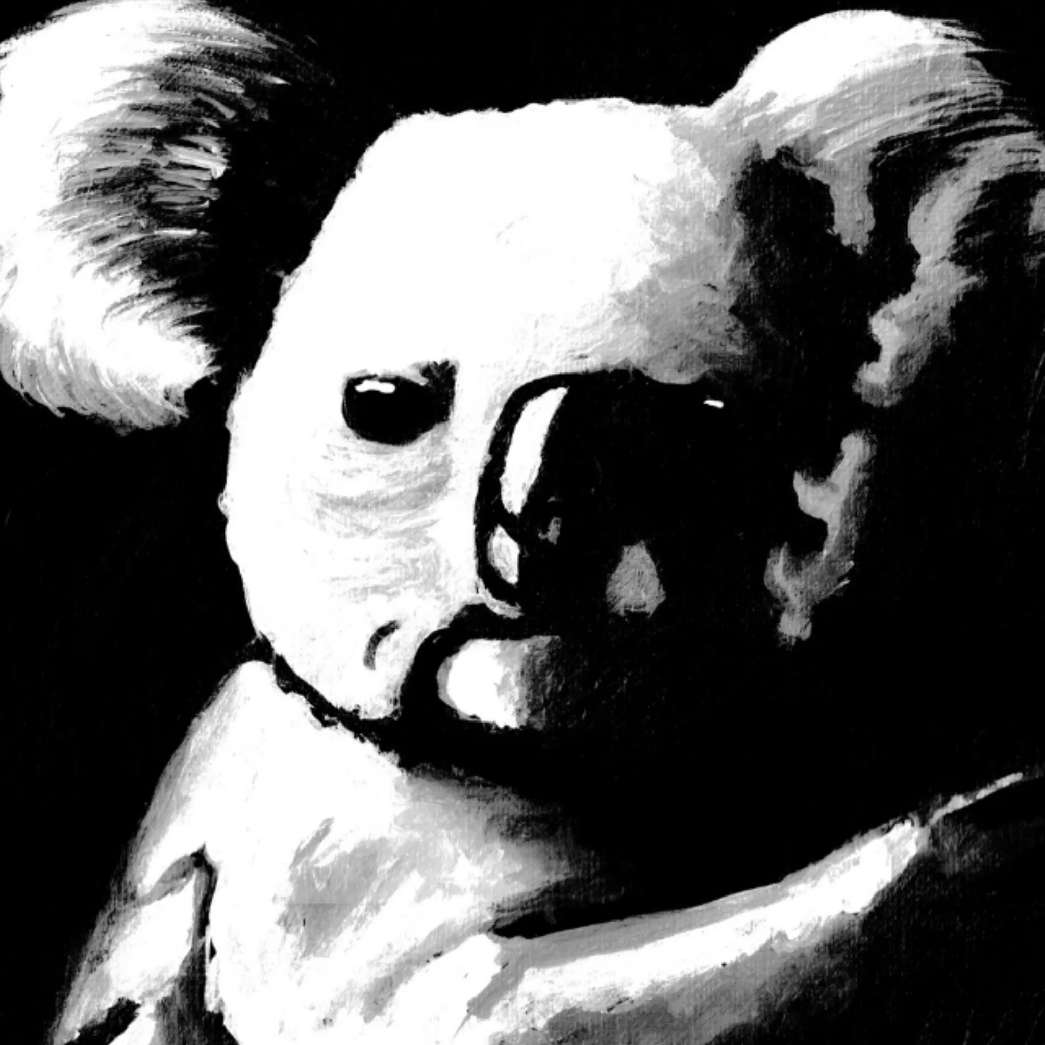 Close-up of Branch Manager, the Active Void painting of a koala