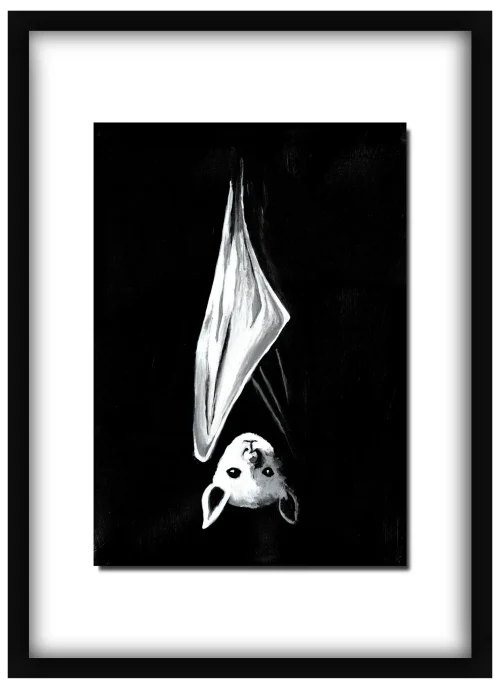 hang-ten-main-framed Framed Hang Ten print of a flying fox hanging on a wall