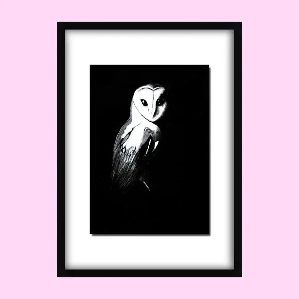 Night Shift – Original Acrylic Painting (Barn Owl)