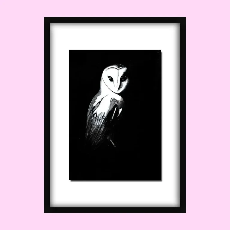 Night Shift – Original Acrylic Painting (Barn Owl)