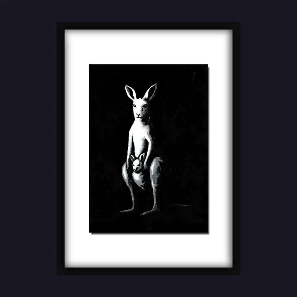 A deep monochrome Active Void acrylic painting anchoring a room