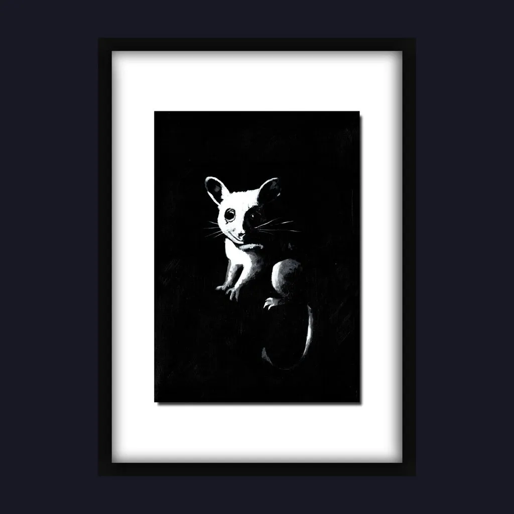 A dark-first Active Void acrylic painting showing the white subject emerging from black
