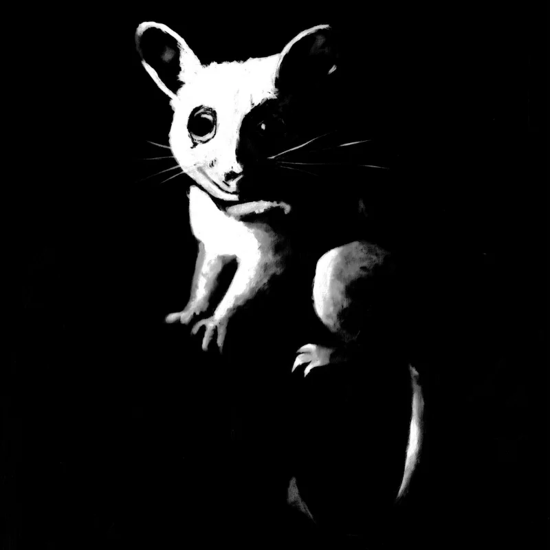 A quiet, stark moment illustrating the possum painting Roof Access